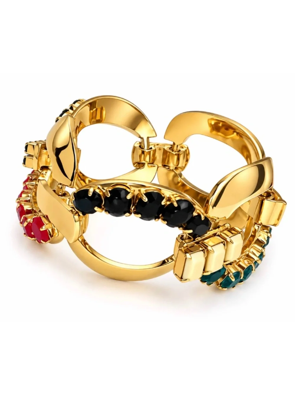KATE SPADE • Vintage Gold Multicolor Stone Crystal Statement Link Bracelet